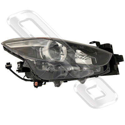 3439794-12 - HEADLAMP - R/H - MANUAL - HALOGEN - ECE - TO SUIT MAZDA 3 2017- BN- FACELIFT