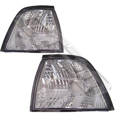 CORNER LAMP - SET - L&R - BLK/CHROME - TO SUIT BMW 3'S E36 4DR 1991-