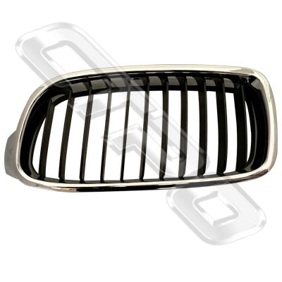 GRILLE - L/H - MAT DARK GREY W/CHROME MOULDING - TO SUIT BMW 3'S F30 2012-