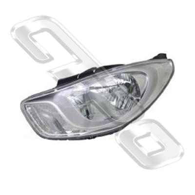 HEADLAMP - L/H - ELECTRIC - CHROME - TO SUIT HYUNDAI ACCENT 2010- SEDAN