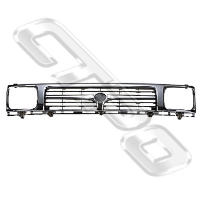 GRILLE - W/BEZEL - CHROME/ARGENT - HAT BADGE - TO SUIT TOYOTA HILUX 2WD 1994-