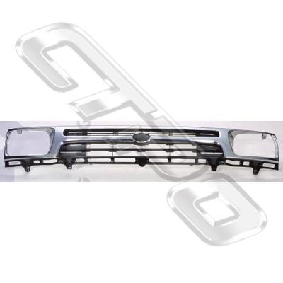 GRILLE - W/BEZEL - BLACK/CHROME - HAT BADGE - TO SUIT TOYOTA HILUX 2WD 1992-95