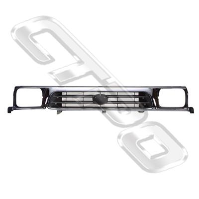 GRILLE - CHROME SILVER BLACK - TO SUIT TOYOTA HILUX 2WD 1999-01