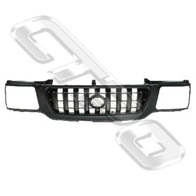 GRILLE - MAT/BLACK - W/CHROME FRAME - TO SUIT TOYOTA HILUX 2002-