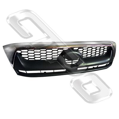 GRILLE - MAT/DARK GREY - W/UPPER CHROME MOULDING - TO SUIT TOYOTA HILUX 2009-  2WD