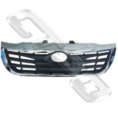 GRILLE - GREY - W/CHROME SURROUND - TO SUIT TOYOTA HILUX 2011-