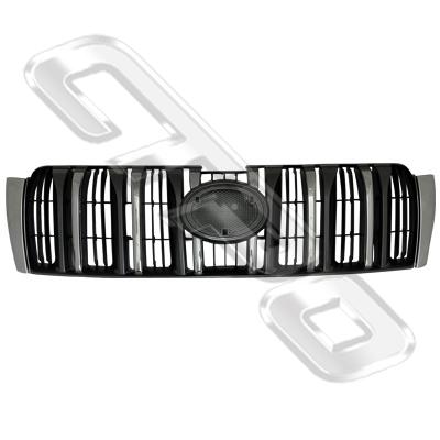 GRILLE - CHROME/BLACK/DARK GREY - W/O SENSOR HOLE - TO SUIT TOYOTA PRADO KZJ150 2009-