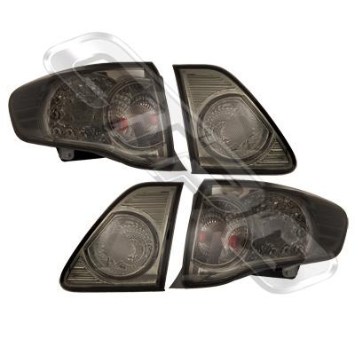 REAR LAMP SET - L&R - SMOKEY - LED - TO SUIT TOYOTA COROLLA 2007- SEDAN